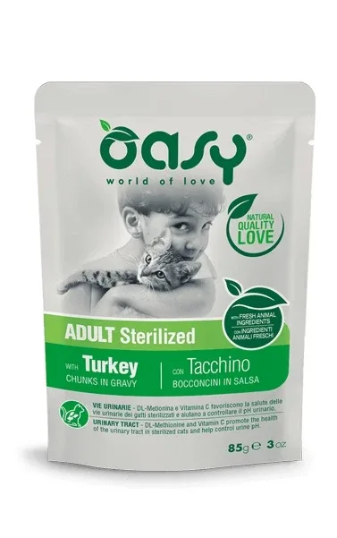 OASY Vrećica za sterilizirane mačke, komadići s puretinom u umaku, 85g
