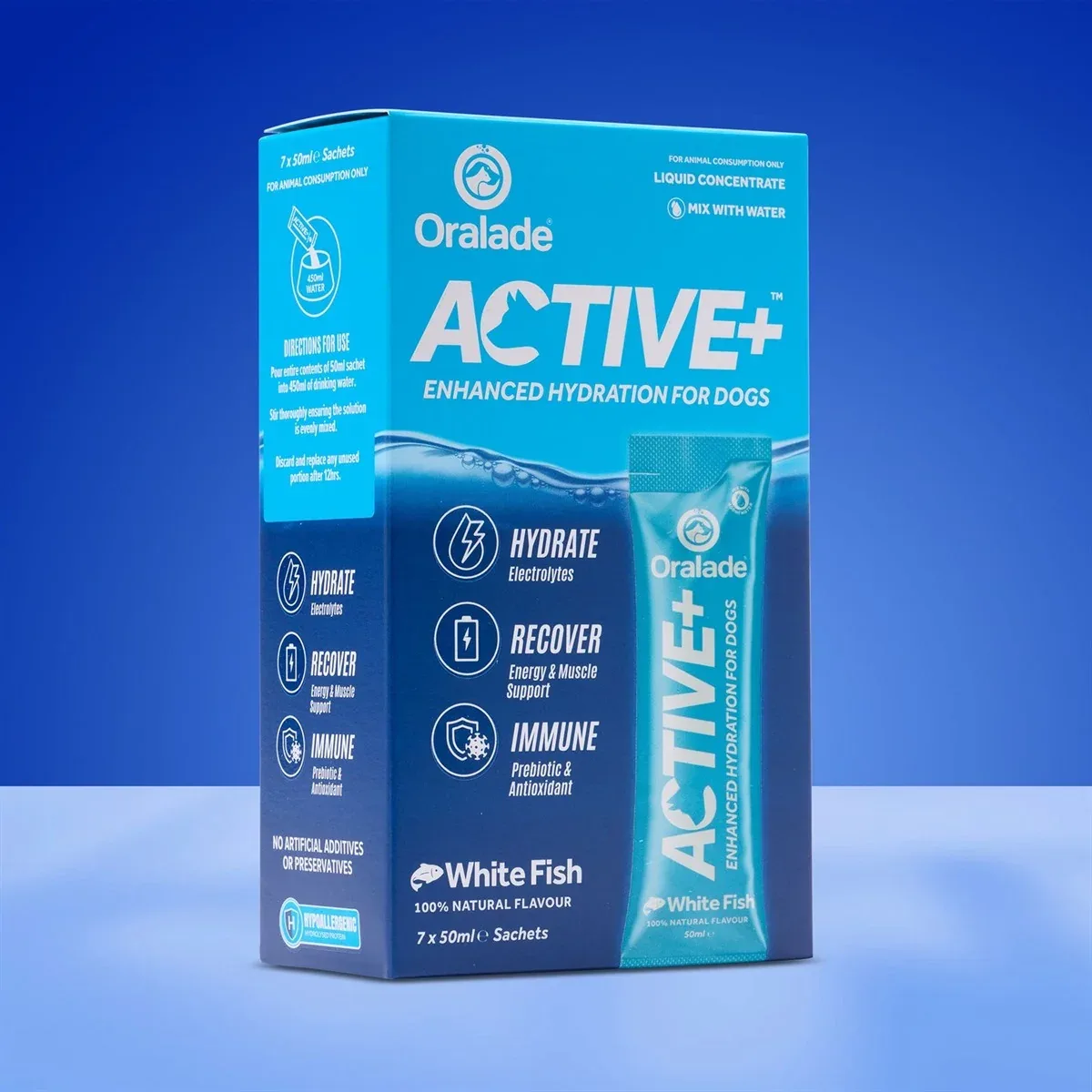 ORALADE Active+ White Fish, tekući koncentrat za rehidraciju pasa, 7x50ml