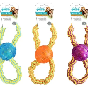 PAWISE Tug-N-Play Ring sa špagom i ručkom, 30cm, razne boje