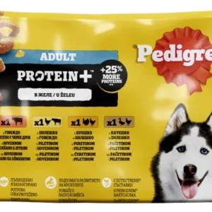 PEDIGREE Protein+, miješani izbor u želeu, 4x85g
