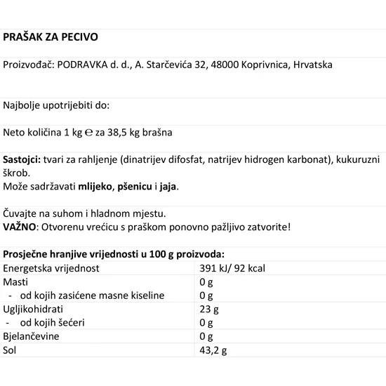 Prašak za pecivo 1kg - Image 2