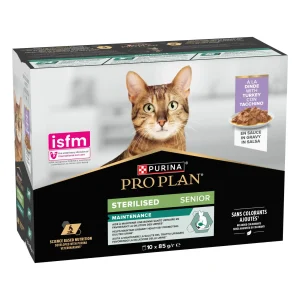 PRO PLAN Senior Sterilised, s puretinom, komadići u umaku, 10x85g