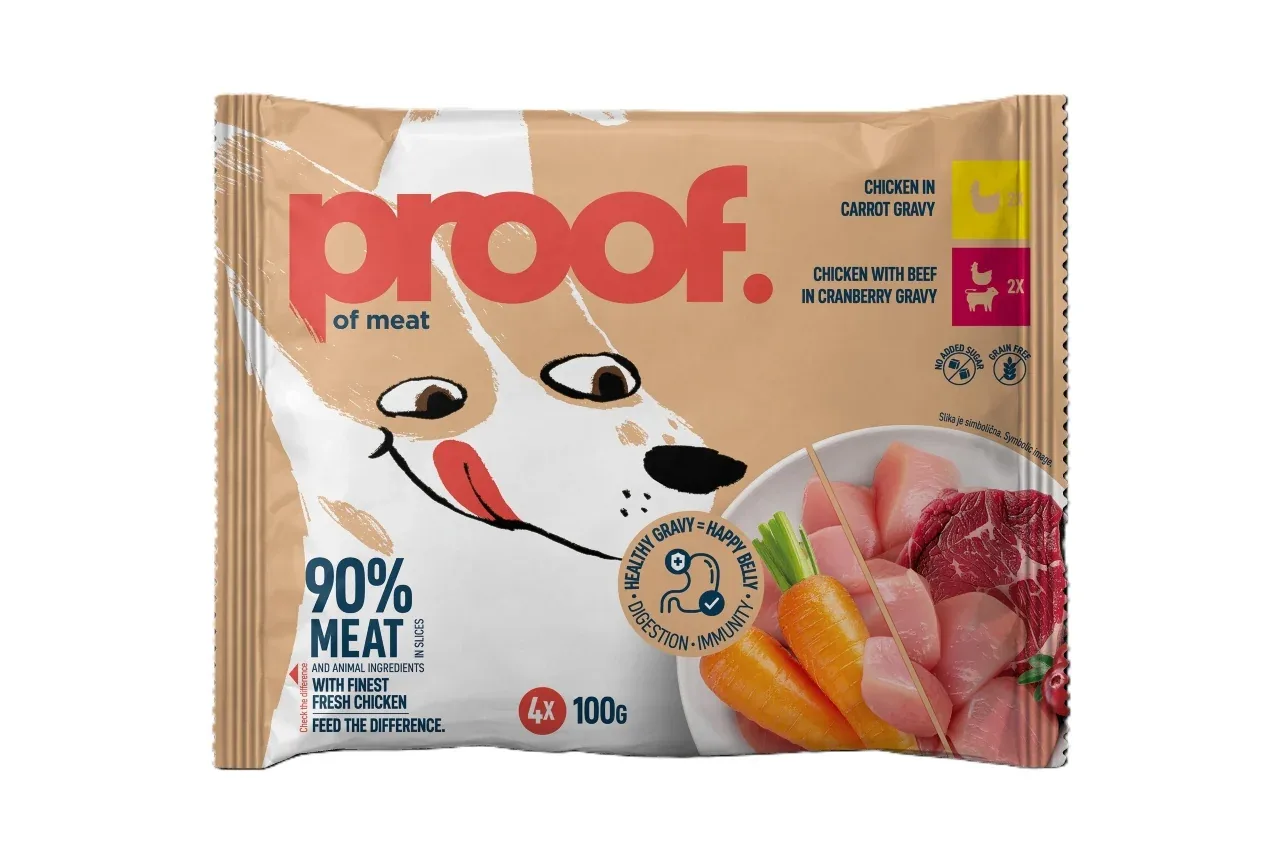 PROOF, Multipack, Piletina s mrkvom i piletina s govedinom u umaku, 4x100g