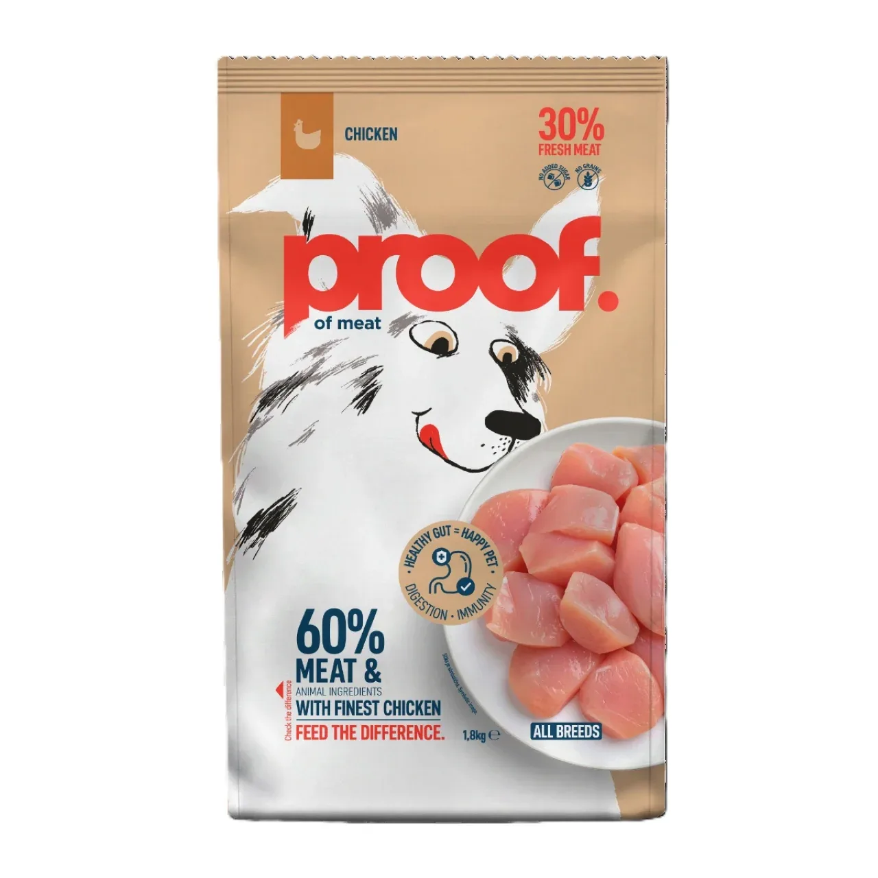 PROOF, Piletina, bez žitarica, za odrasle pse, 1,8kg