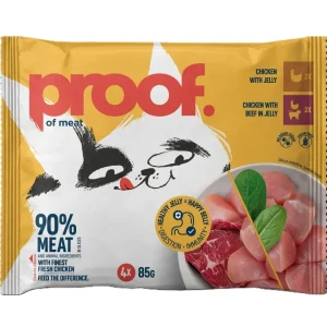PROOF, Piletina, Piletina s govedinom, za odrasle mačke, 4x85g