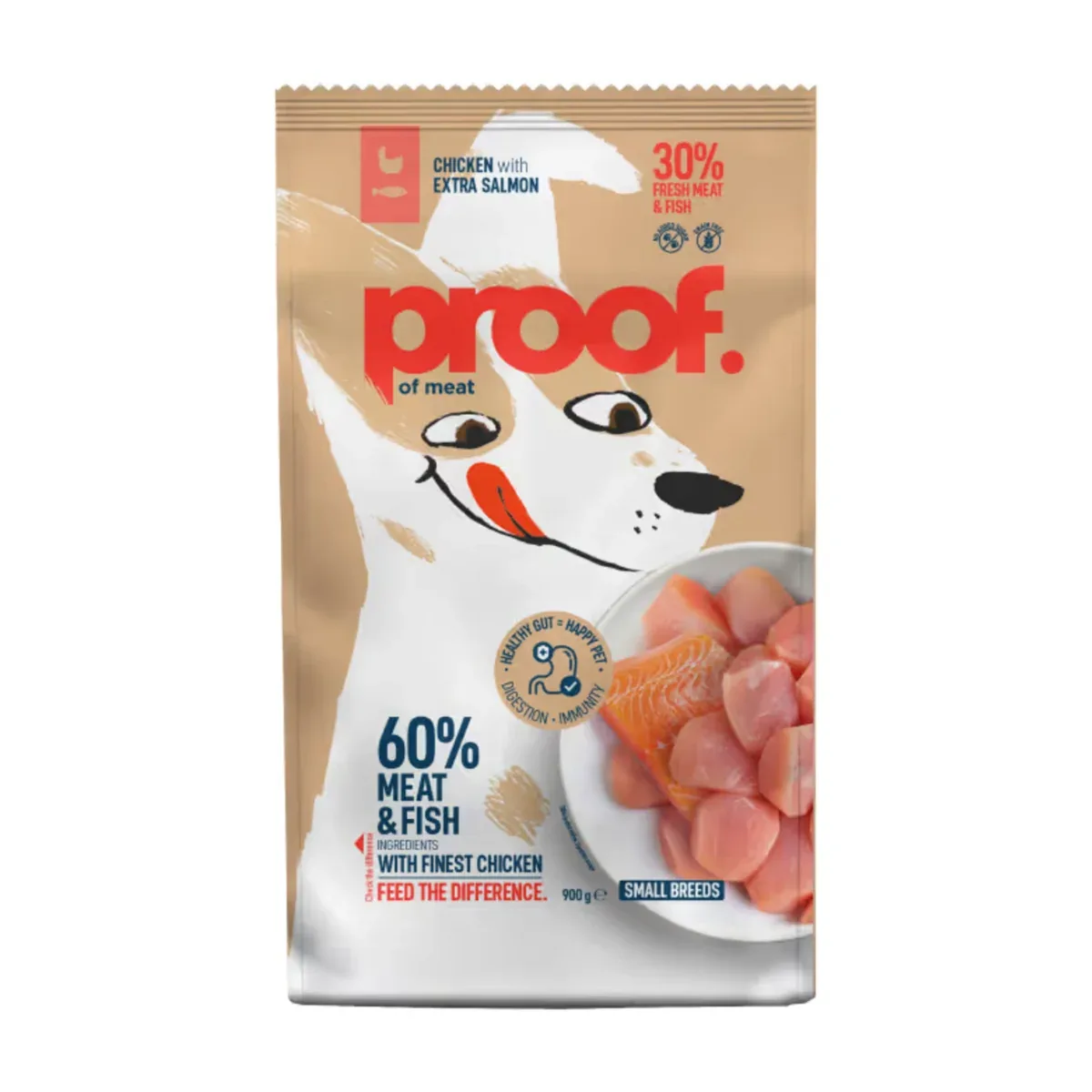 PROOF, Small breed, Piletina s lososom, bez žitarica, za male odrasle pse, 900g