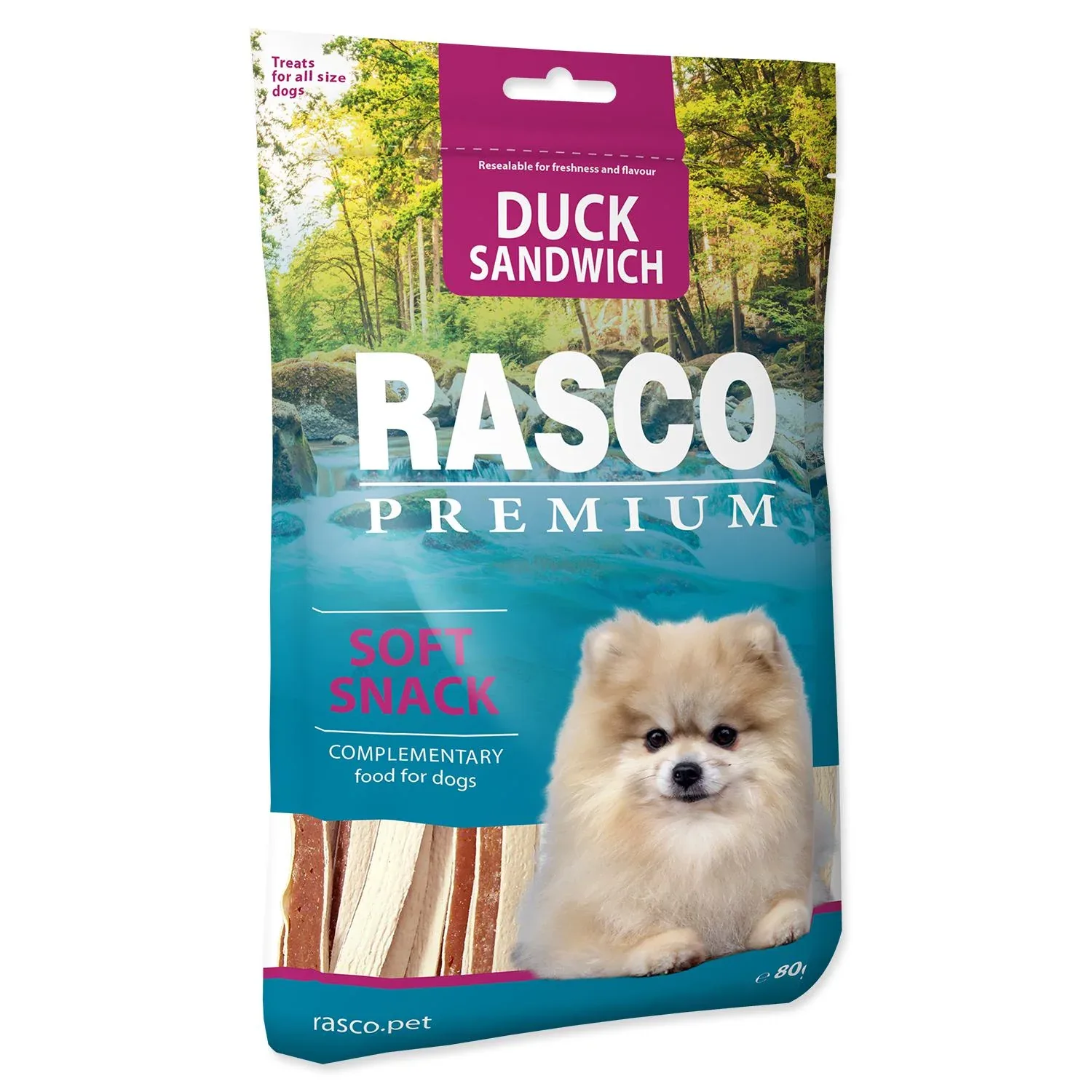 RASCO Premium Dog, sandwich pačetina s bakalarom, mekana poslastica, 80g