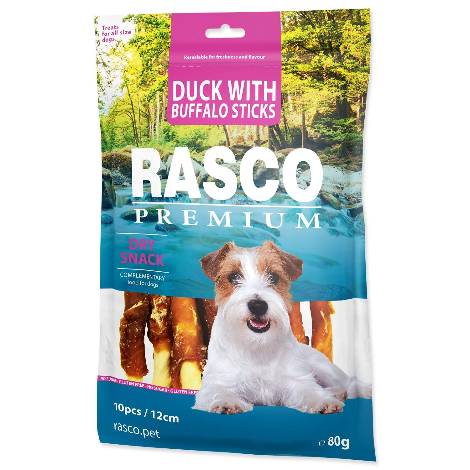 RASCO Premium, žvakalica raw hide bizon/pačetina, 80g