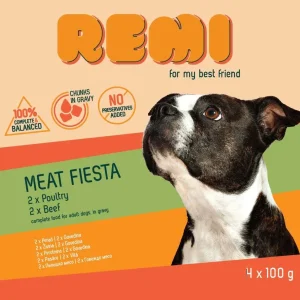 REMI Multipack Meat Fiesta, 2x s peradi, 2x s govedinom, za pse, 4x100g