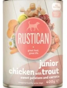 RUSTICAN JUNIOR Piletina i pastrva s batatom i mrkvom, bez glutena