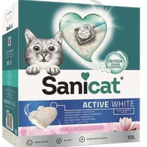 SANICAT Active White Lotus, grudajući mineralni pijesak za mačke, mirisni, 10l
