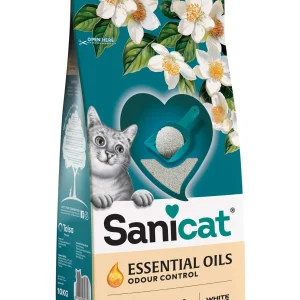 SANICAT Essential Oils White Jasmine, grudajući mineralni pijesak za mačke,10l