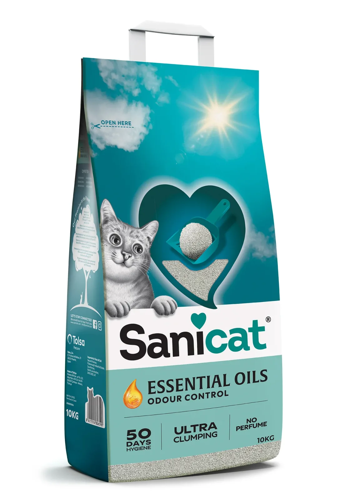 SANICAT Essential Oils,grudajući mineralni pijesak za mačke, bezmirisni, 100