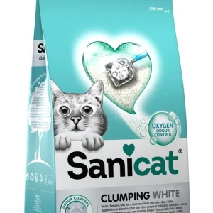 SANICAT White Cotton Fresh, grudajući mineralni pijesak za mačke, mirisni, 20l