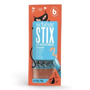 SCHESIR Cat Stix, losos, kremasta poslastica za mačke, bez žitarica, 6x15g
