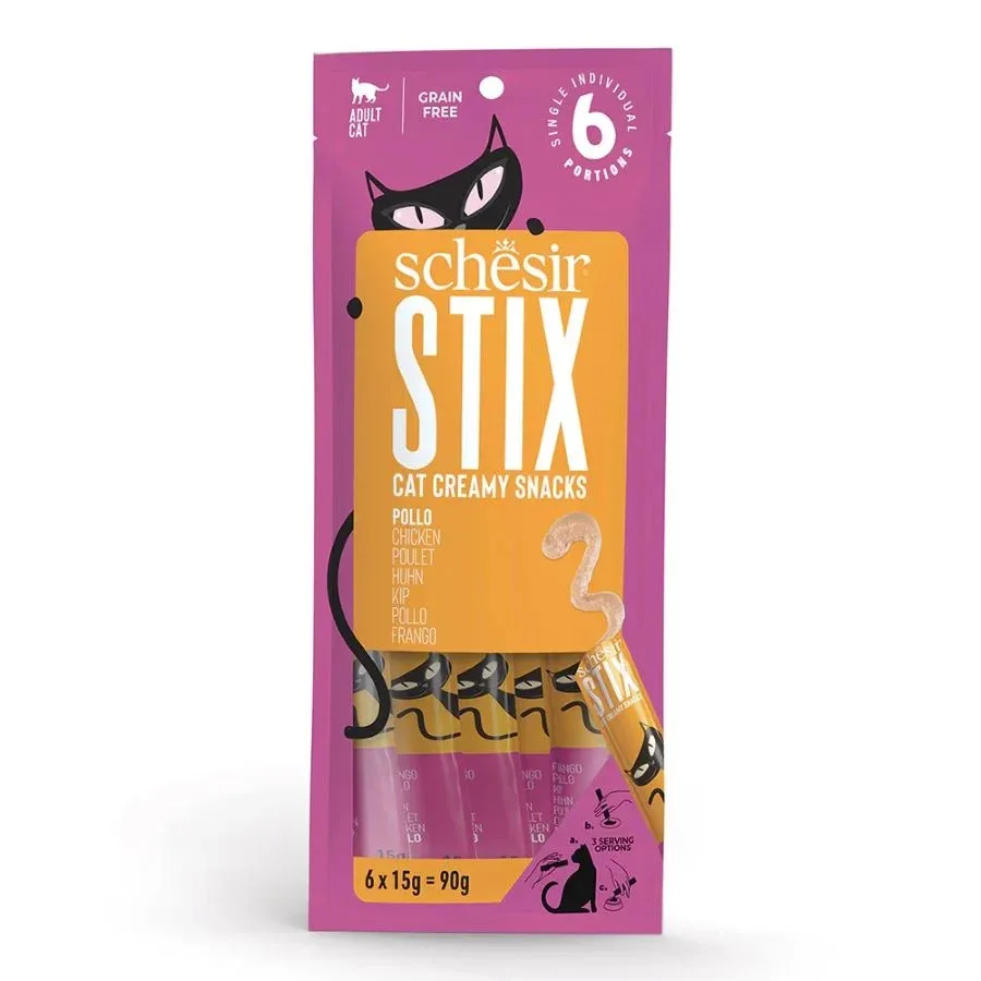 SCHESIR Cat Stix, piletina, kremasta poslastica za mačke, bez žitarica, 6x15g