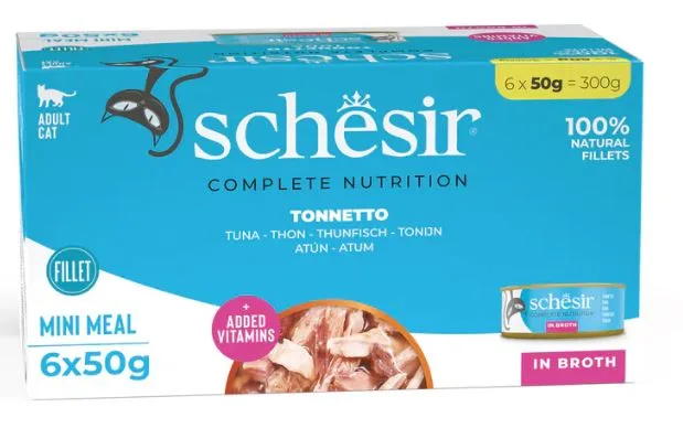 SCHESIR Konzerva za mačke multipack Tuna file, u juhi, 6x50g