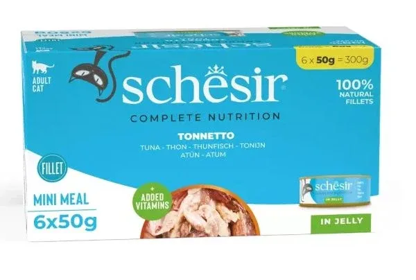 SCHESIR Konzerva za mačke multipack, tunjevina, u želeu, 6x50g