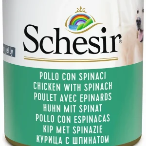 SCHESIR Konzerva za pse Pileći file u želeu sa špinatom, 285g
