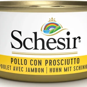 SCHESIR Konzerva za pse Pileći file u želeu sa šunkom, 150g