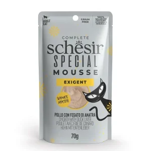 SCHESIR Special Need Mousse Exigent, piletina s pačjom jetrom, bez žitarica, 70g