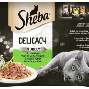 SHEBA Delicacy Multipack, Miješani izbor ribe i peradi, u želeu, 4x85g
