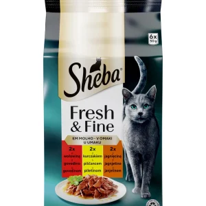SHEBA Fresh&Fine, s piletinom; s govedinom, s janjetinom, u umaku, 6x50g