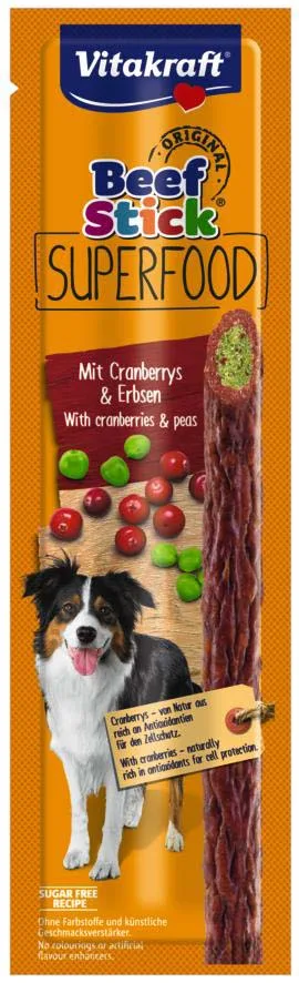 VITAKRAFT Beef Stick Superfood, s graškom i brusnicom, 25g