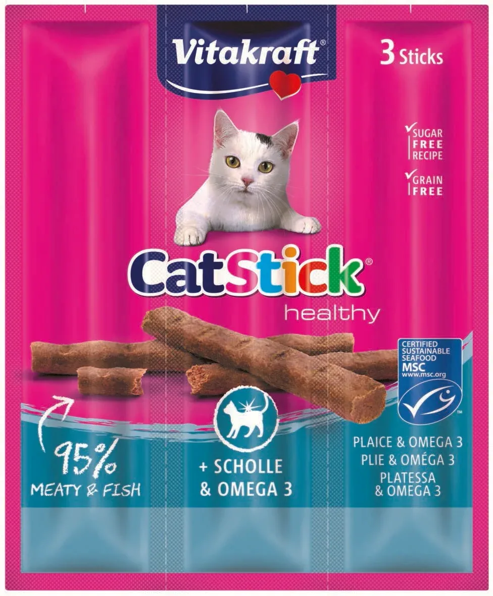 VITAKRAFT Cat Stick Classic, štapići s listom i omega 3, 3 kom/18 g