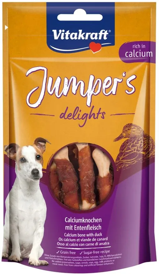 VITAKRAFT Jumper's delights Duck Bones, s kalcijem, poslastica za pse, 80g