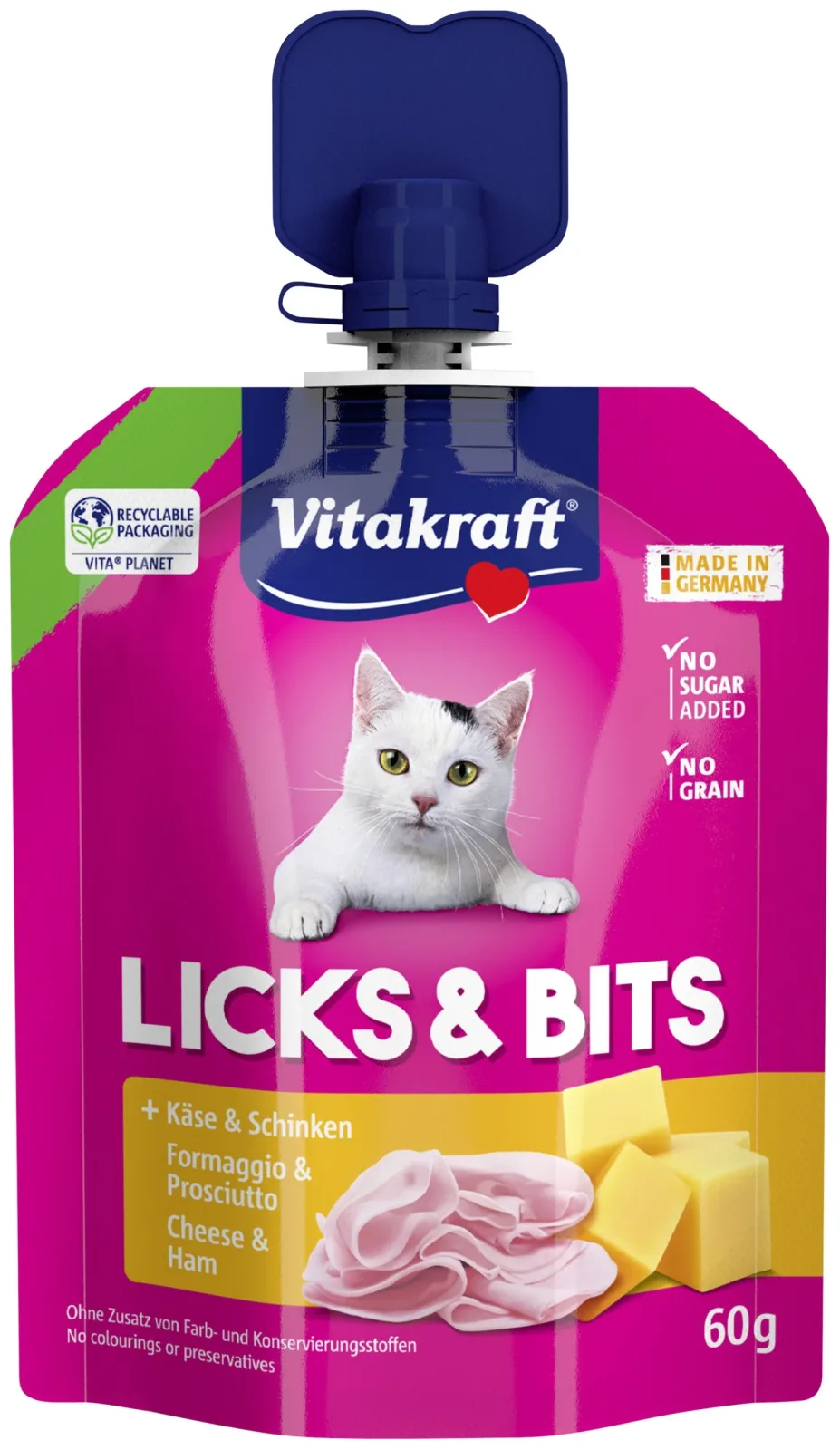 VITAKRAFT LICKS & BITS, ham&cheese, 60g