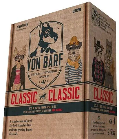 Von BARF Classic, sirova zamrznuta hrana za pse, 2,5kg