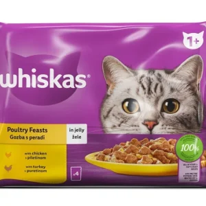 WHISKAS Vrećice Multipack, Meso peradi u želeu 1+, 4x85g