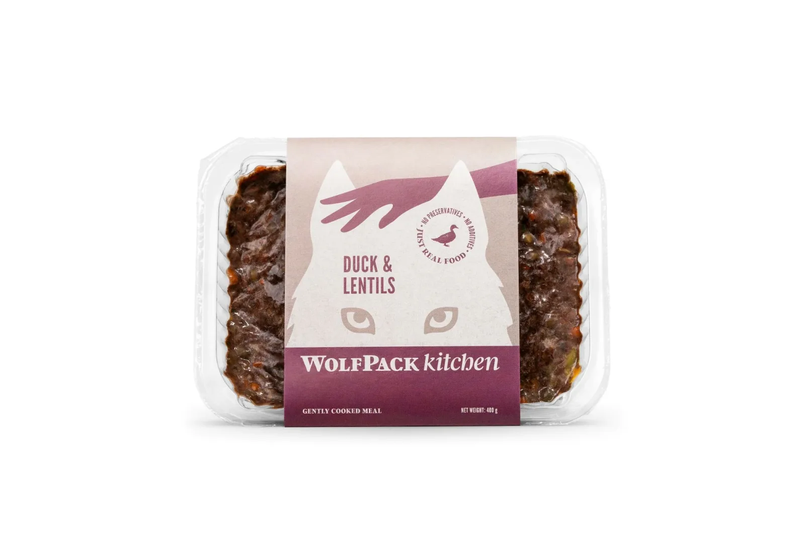 WOLFPACK Kitchen Pačetina s lećom, kuhana zamrznuta hrana za pse, 400g