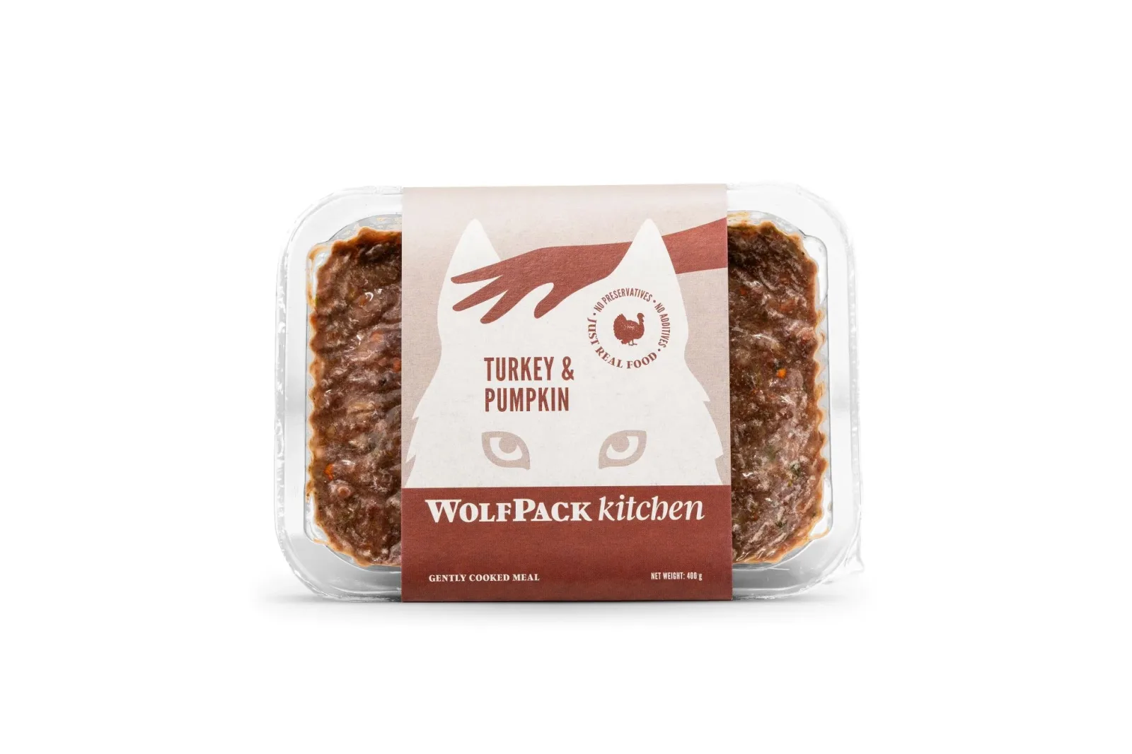WOLFPACK Kitchen Puretina s tikvom, kuhana zamrznuta hrana za pse, 400g