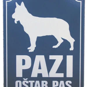 ZOO PRODUKT Ploča za ogradu "Pazi oštar pas", metalna, 20x16cm